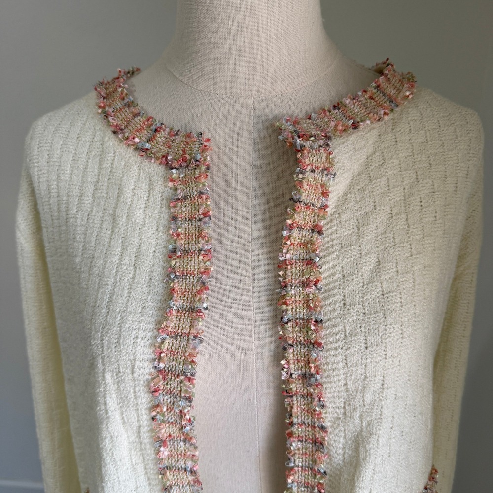 NWT Sioni Tweed Cardigan Pink Large Coquette Ballet Preppy Chic Romantic Girly - Picture 3 of 12